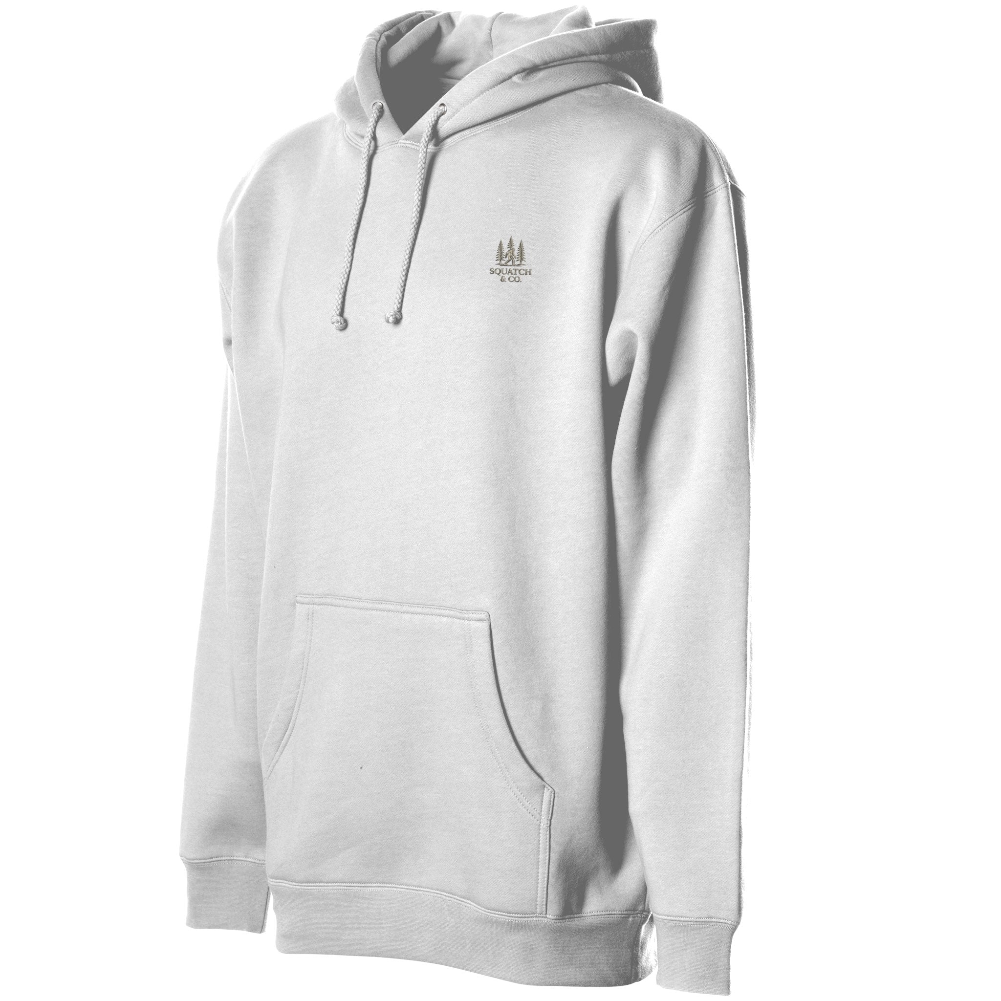 The Quiet Hours Hoodie — Squatch & Co. 12oz USA-milled cotton fleece pullover with embroidered chest mark