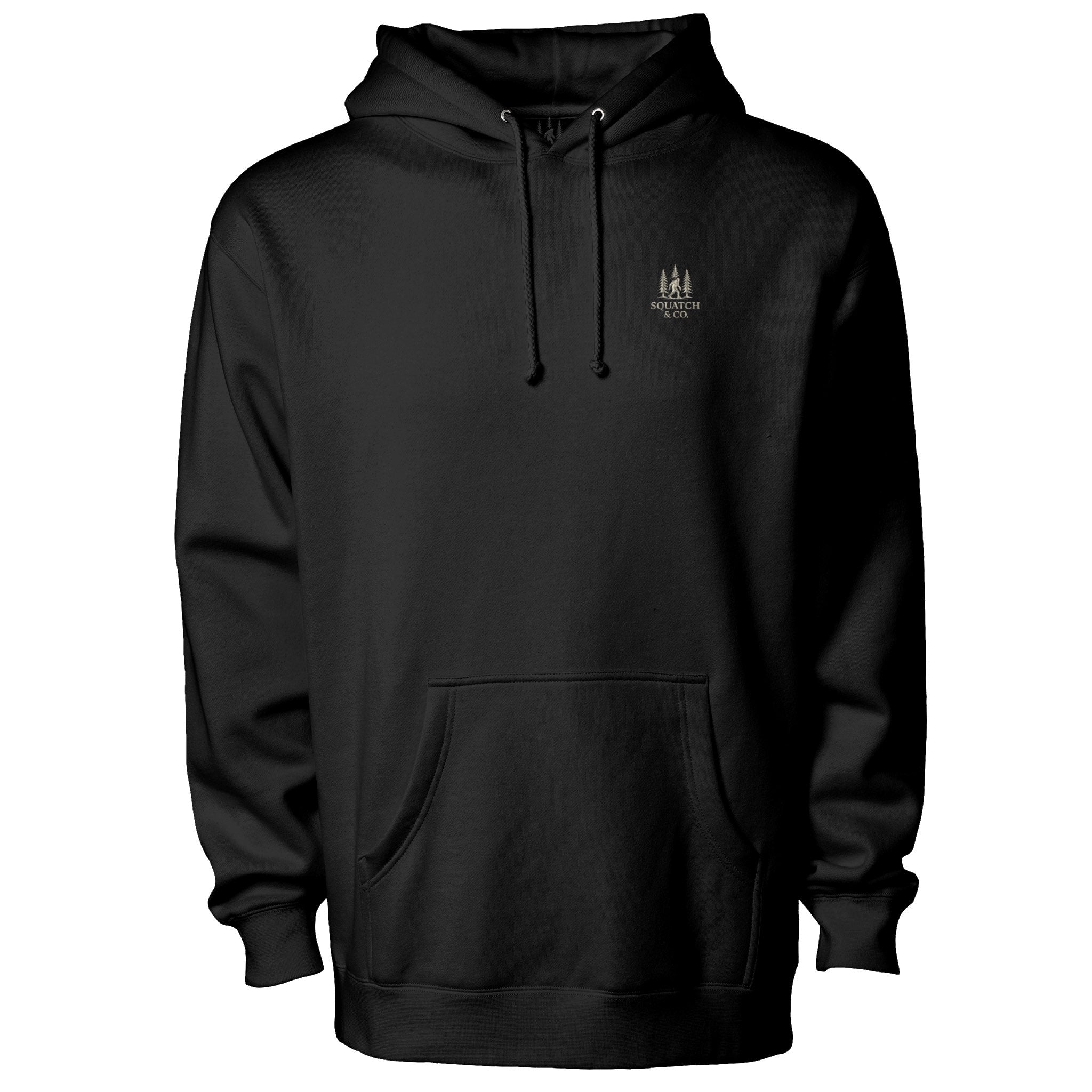 The Quiet Hours Hoodie — Squatch & Co. 12oz USA-milled cotton fleece pullover with embroidered chest mark
