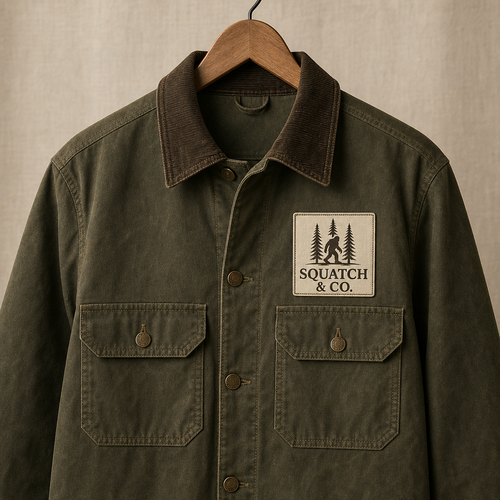 The Northwoods Jacket — Squatch & Co. heritage waxed canvas chore jacket with woven Squatch & Co. logo patch