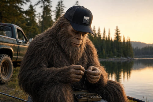 The Bigfoot Trucker modeled by Squatch at the lake